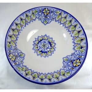 Pascal Bowl Made In Ravello Italy 10” Hand Painted Botanical Ceramic Pottery